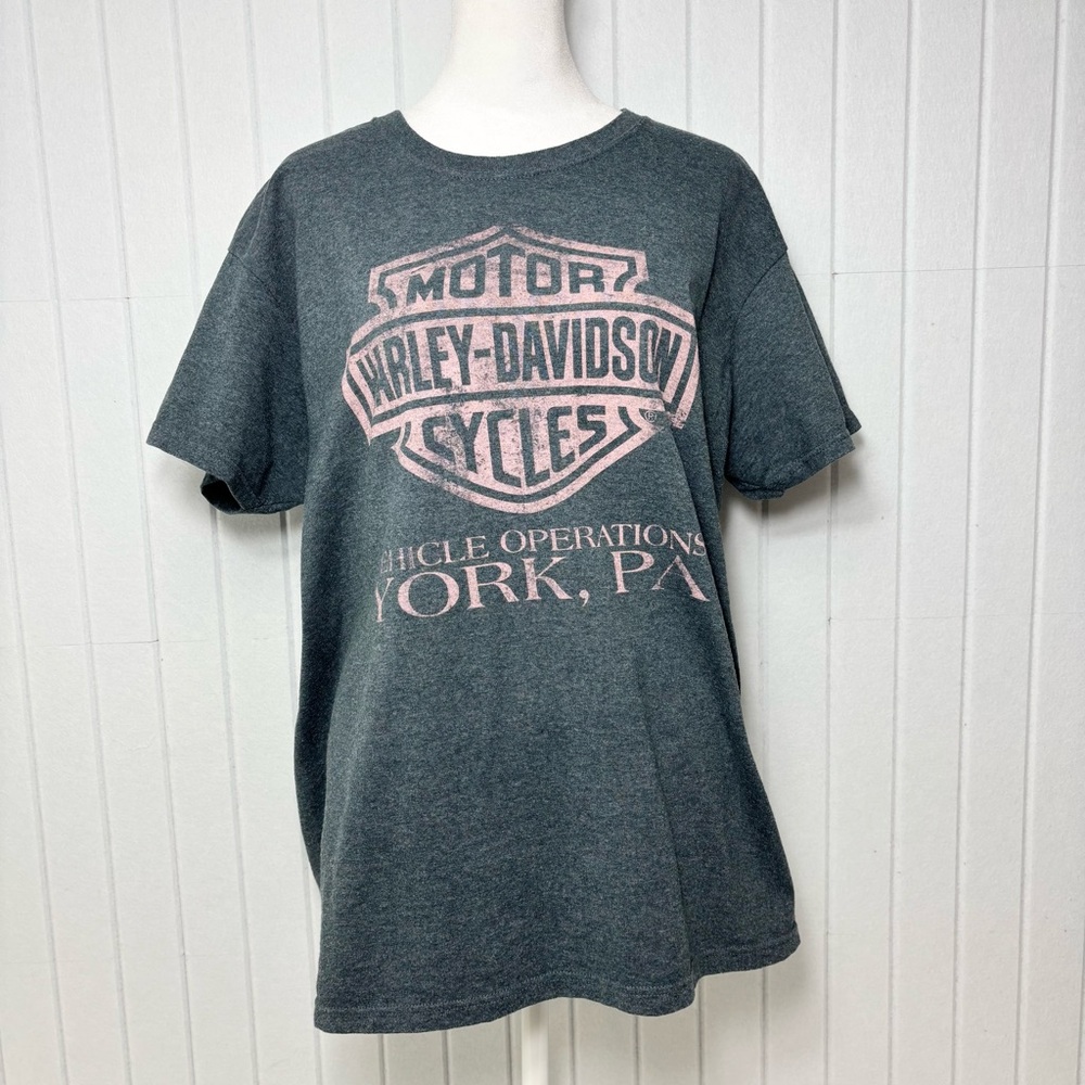 Harley-Davidson York,PA  Blue Tee with‎ Pink Graphic  Size XL